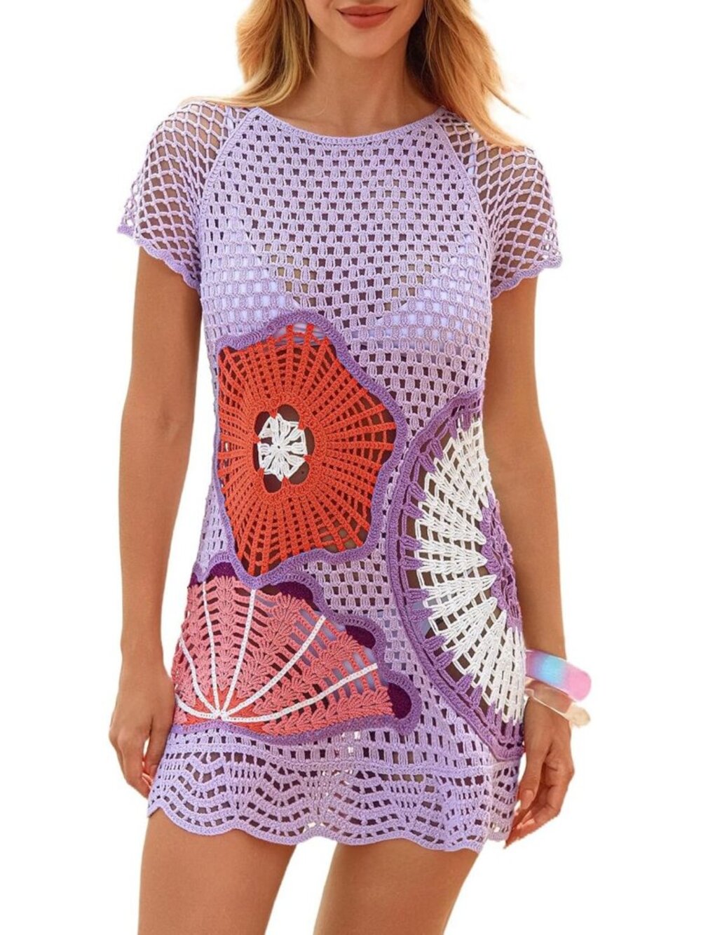 3D Mandala Floral Crochet Beach Cover-Up | Stylish Swimwear Accessory
